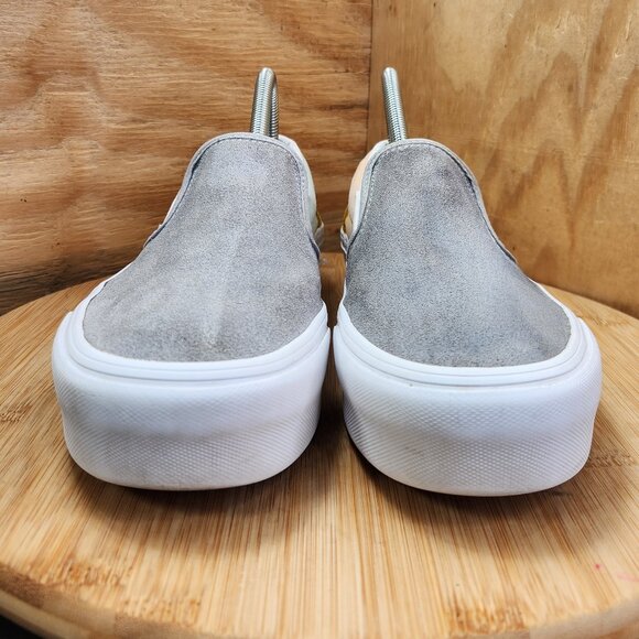 Womens Vans Classic Slip On Colorblock Suede Canvas Platform Sneakers - Picture 2 of 11